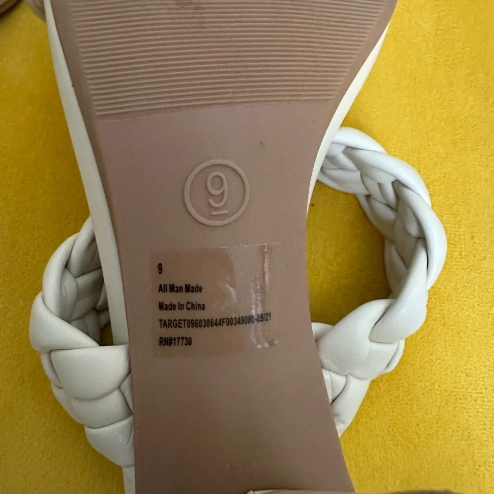 A New Day Women's Cream Braided Sandals, 3.5 inch heel, size 9